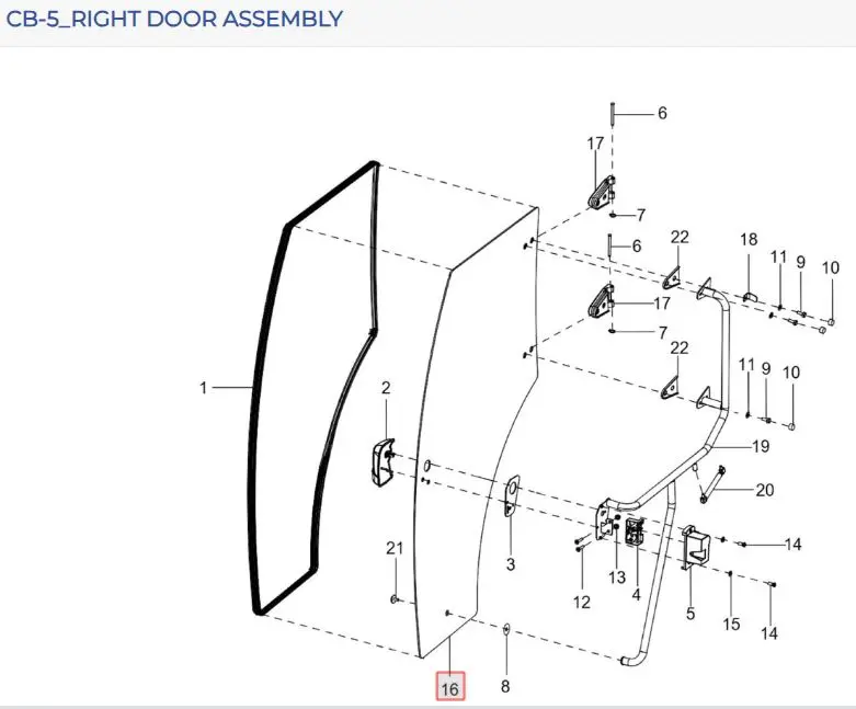 Right door glass assy