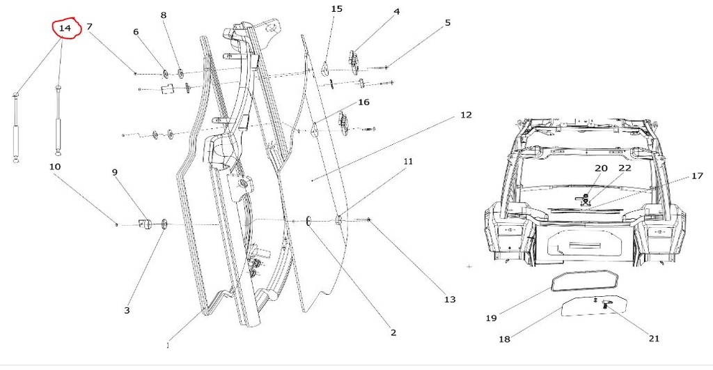 Gas Spring for rear door