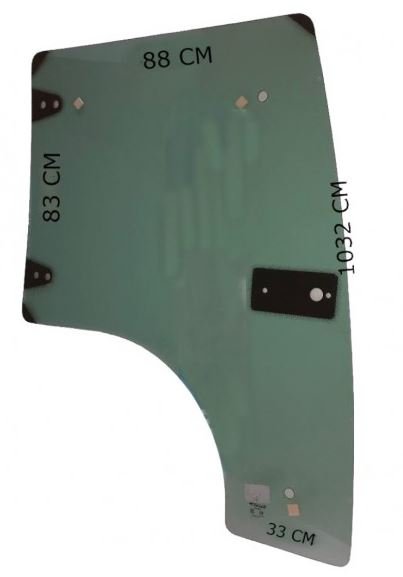 DOOR GLASS LH 6X1314X1092 TOUGHENED (horizontal door handle)