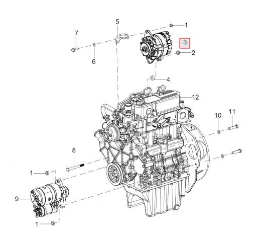 Alternator assy HST Cabin (26hp) 65Amp
