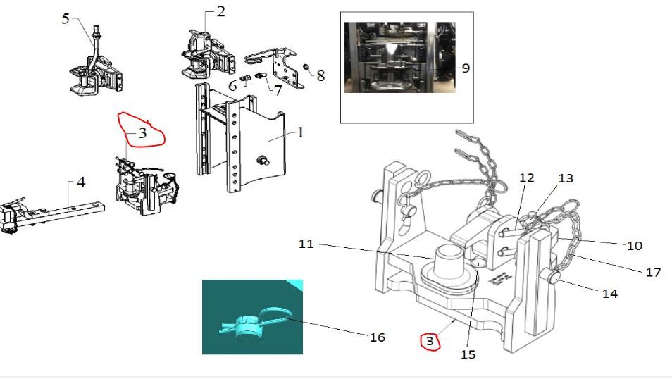 DRAWBAR BRACKET WITH PITON