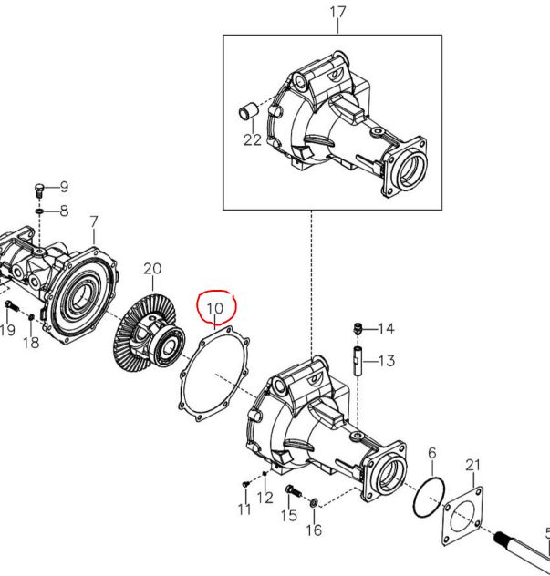 Gasket front axle HSG