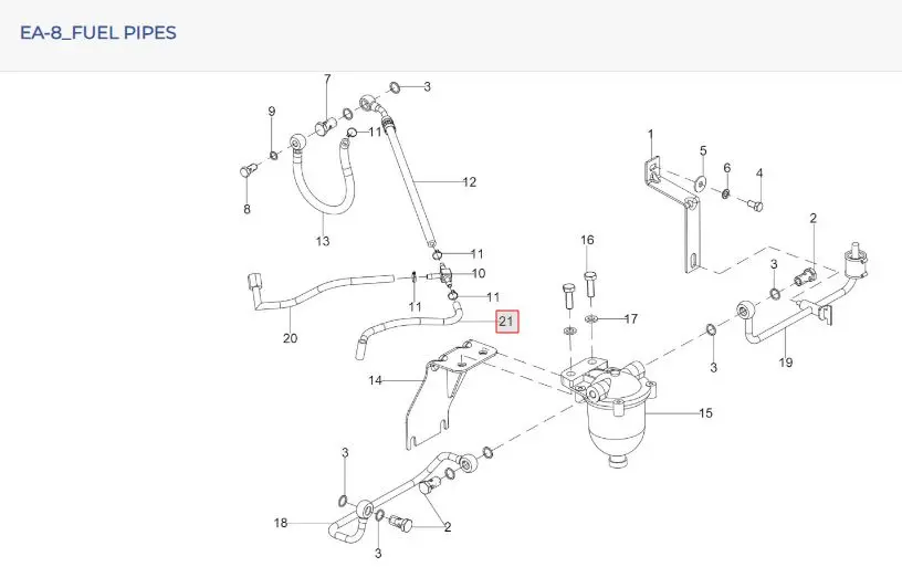 BACK FLOW FUEL PIPE (FIP TO THERMOSTARTER TANK)
