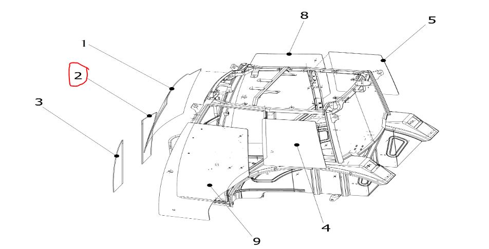Front bottom glass RH