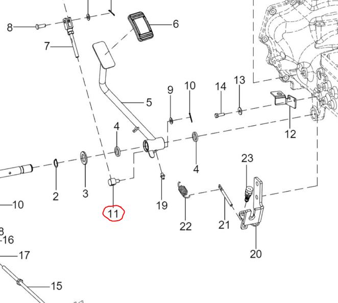 Adjustable push rod pin LH