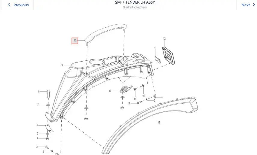 FENDER HANDLE ASSY HST LH