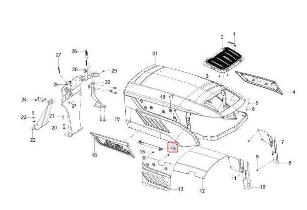 GAS STRUCT BONNET HINGE
