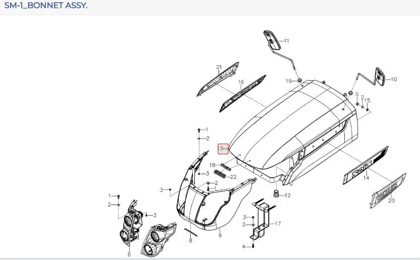 BONNET ASSEMBLY WITH BLUE PAINT