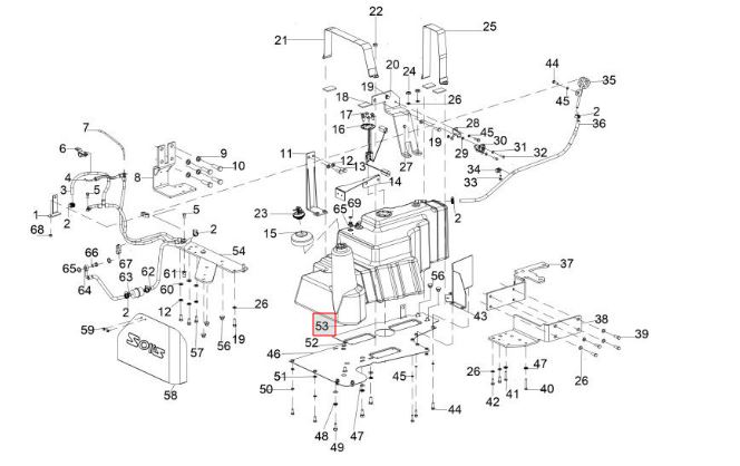 FUEL TANK ASSEMBLY STAGE V WITH KEY