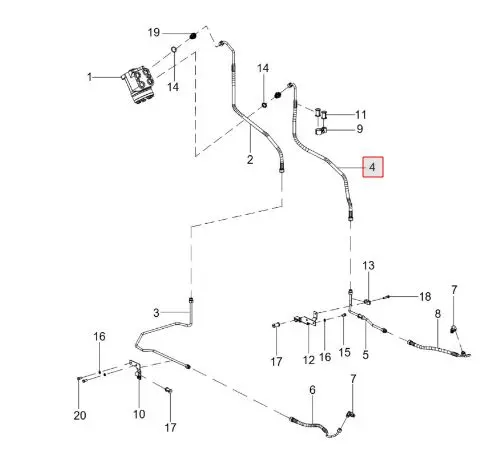 FLEXIBLE HOSE FROM STEERING UNIT TO F.A
