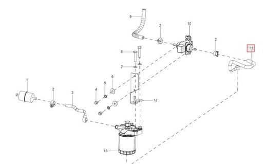 [solis-10053776ad-CSS] Fuel pipe ( FUEL FEED PUP TO FUEL FILTER )