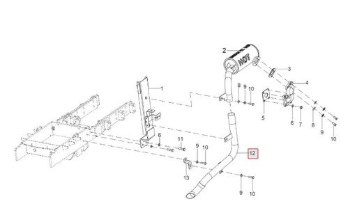 [solis-10053465af-CSS] Exhaust pipe for underhood silencer